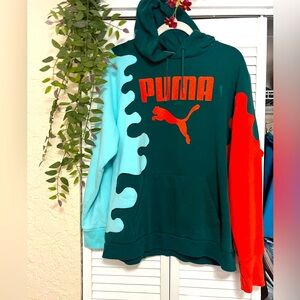 Upcycled Handmade Puma Drip Fashion Sweatshirt XL Soft artwork urban LA NY